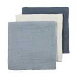 Meyco Hydrofiele Doeken - 3 stuks - 70x70 cm - Natural / Jeans Blue / Indigo