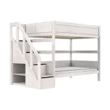 Life Time Stapelbed Premium - White Wash - 120 cm - Met Trapkast
