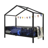 Bopita Robin Huisbed 90×200 cm Met Poten – Zwart