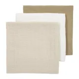 Meyco Baby Uni Pre-Washed Hydrofiele Doeken – 3 Stuks/70x70 cm - Offwhite/Soft Sand/Taupe