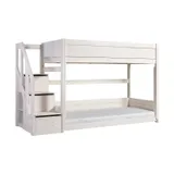 LIFETIME Kidsrooms Laag Stapelbed Met Trapkast - Whitewash - Luxe Lattenbodem