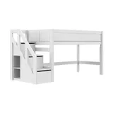 LIFETIME Kidsrooms Original Halfhoogslaper Met Trapkast - Premium Rolbodem - Wit