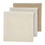 Meyco Baby Uni Pre-Washed Hydrofiele Doeken – 3 Stuks - 70x70 cm - Soft Sand/Greige/Taupe