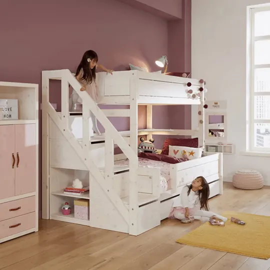 LIFETIME Kidsrooms Stapelbed Family - 90+140 - Met Trapkast / Premium