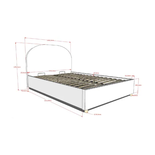 Vipack Moon Storage Bed - 140 x 200 cm