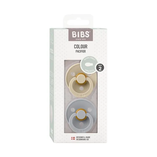 BiBs Color Fopspeen - Symmetrisch - 2 Stuks - 6-18 Mnd - Vanilla/Cloud