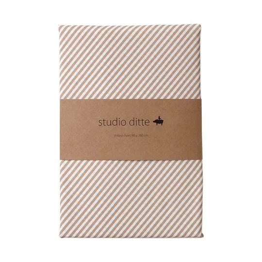 Studio Ditte Hoeslaken Streepjes Toffee - 140x200 cm