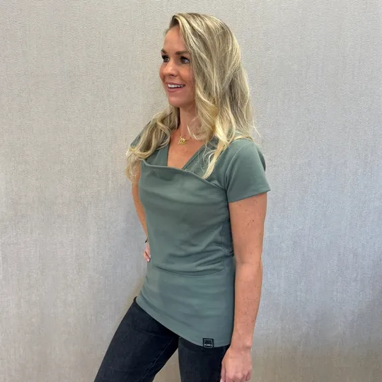 Womboo Buidelshirt Vrouw - Groen/Grijs