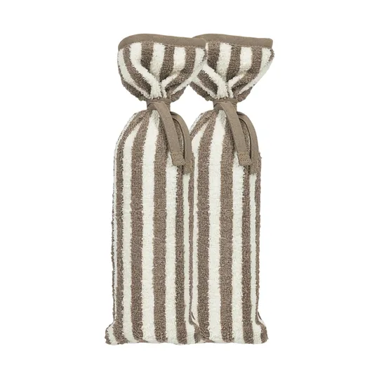 Meyco Kruikenzak - Badstof Jacquard Fat Stripe - Taupe - 2-pack
