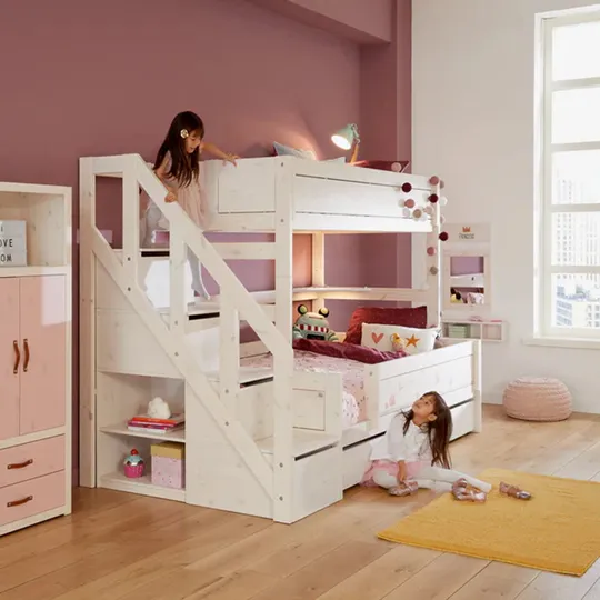 LIFETIME Kidsrooms Stapelbed Family - 90+120 - Met Trapkast / Premium
