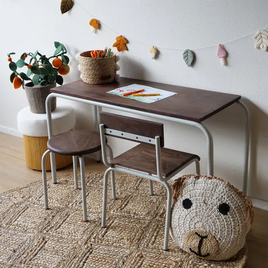 KidsDepot Krukjes - Circle Set Van 2 - Walnoot/Beige