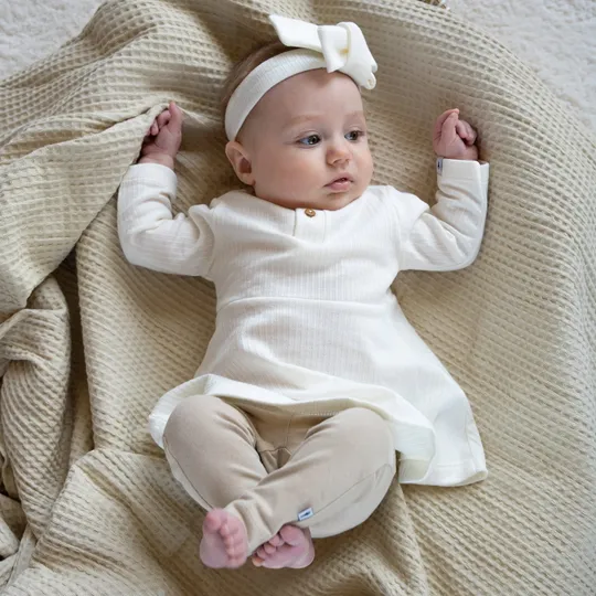 Klein Baby Jurk Rib - Natural White