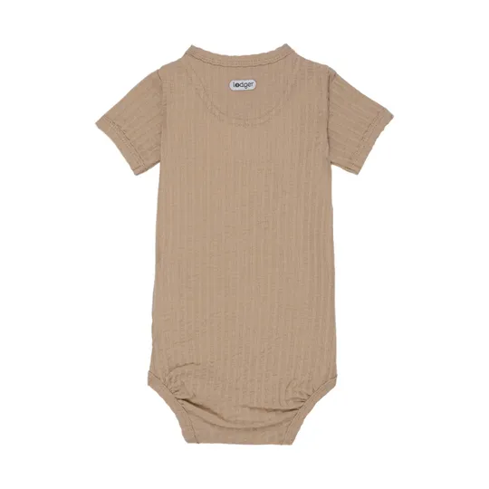 Lodger Seersucker Overslagromper - Korte Mouw - Beige