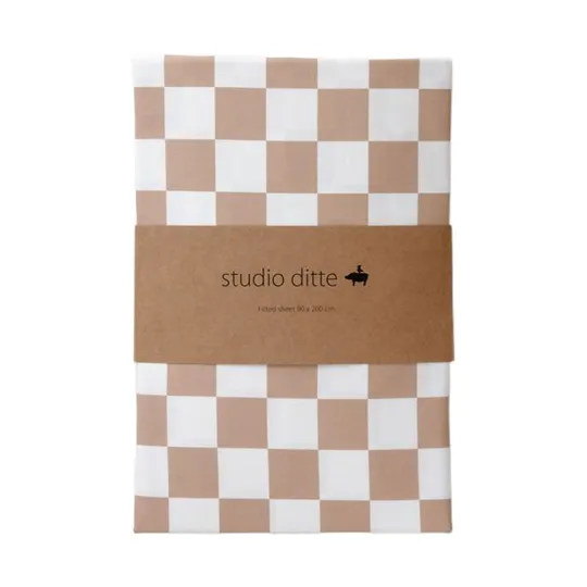 Studio Ditte Hoeslaken Blokjes Toffee - 90x200 cm