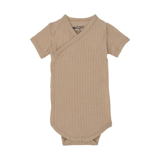 Lodger Seersucker Overslagromper - Korte Mouw - Beige