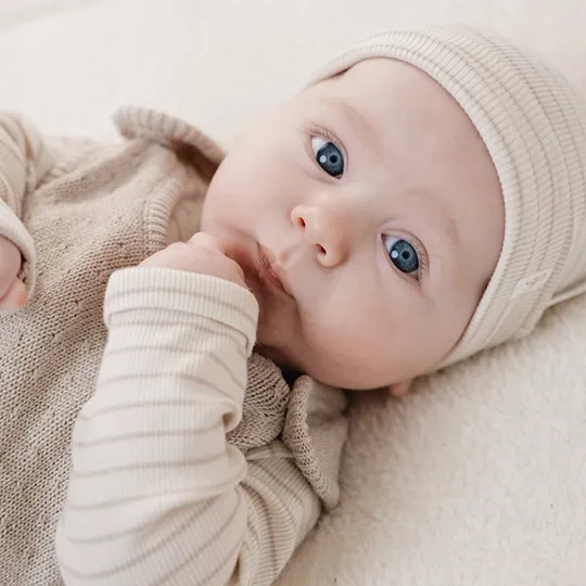 Little Dutch Stripe Lange Mouw Overslag Romper - Maat 50 - Soft Beige 