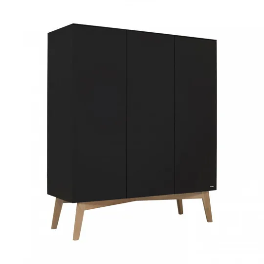 Kidsmill Sixties Kledingkast 3-deurs Zwart Mat / Naturel