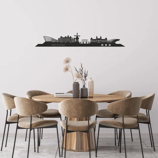 Casa Sentir Skyline Amsterdam Wanddecoratie - Small - Zwart