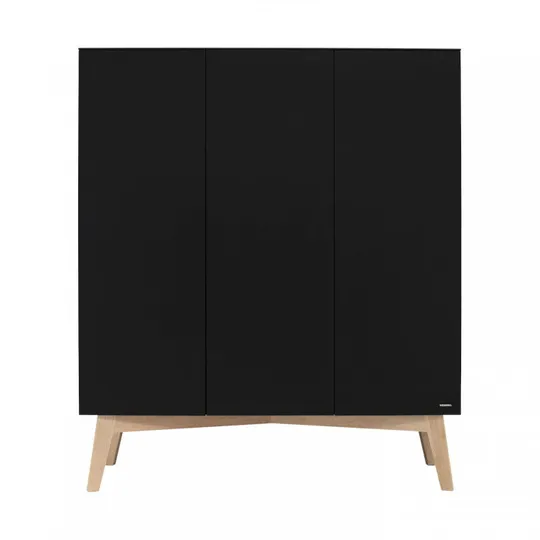 Kidsmill Sixties Kledingkast 3-deurs Zwart Mat / Naturel