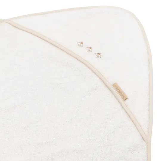 Bamboom Duo Bees Badcape + Washand – 75x75 cm – Off White