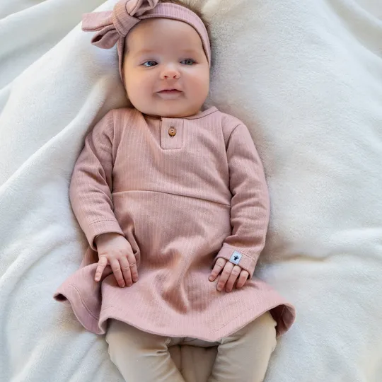 Klein Baby Jurk Rib - Fawn