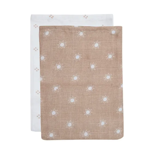 Jollein Pointelle / Sun Hydrofiel Washandje Biscuit 2 Stuks