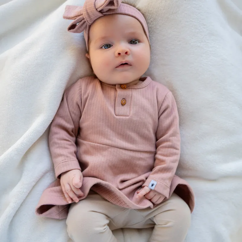 Klein Baby Jurk Rib - Fawn