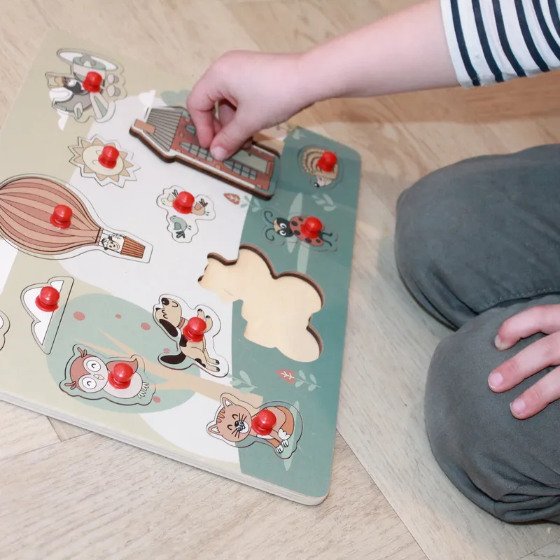 Jep! Kids Houten Knopjespuzzel - Garden - Multicolor
