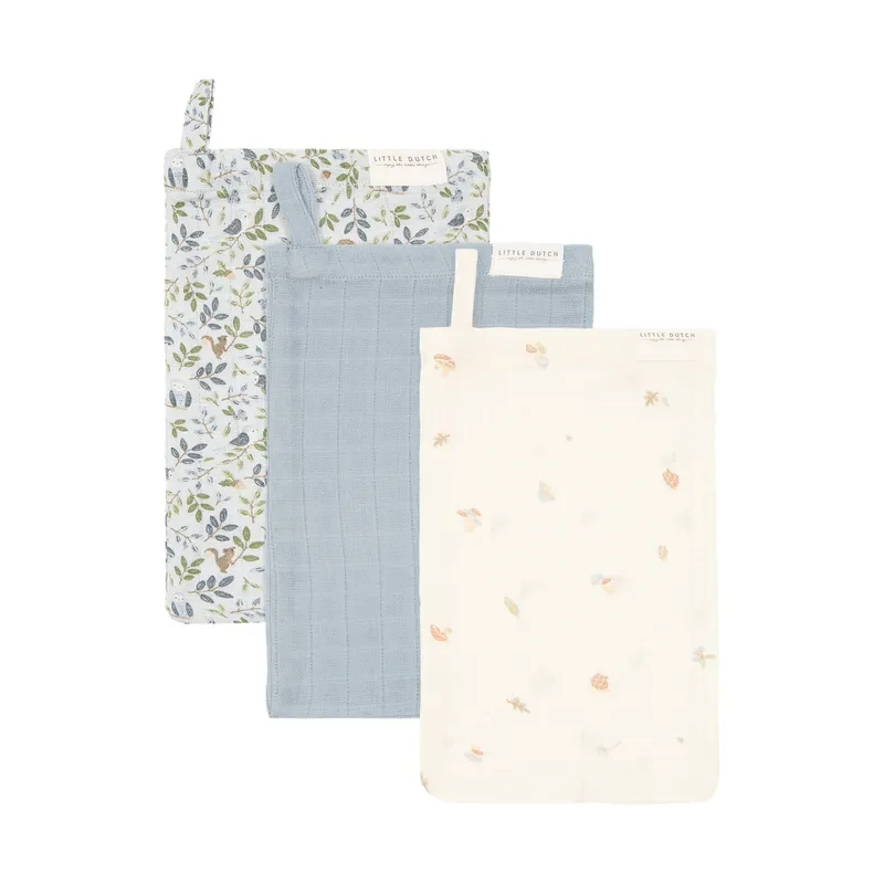 Little Dutch Forest Friends Washandjes - (Set van 3) - Hydrofiel
