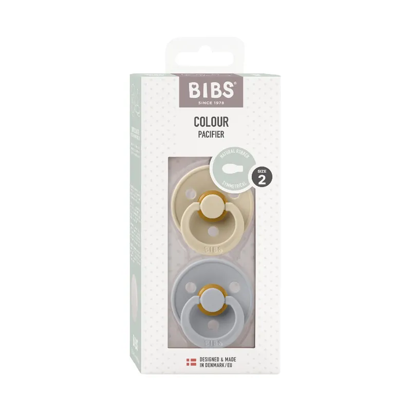 BiBs Color Fopspeen - Symmetrisch - 2 Stuks - 6-18 Mnd - Vanilla/Cloud
