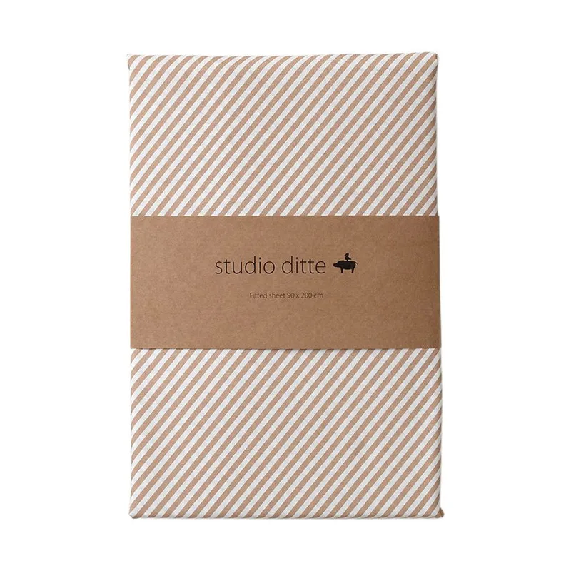 Studio Ditte Hoeslaken Streepjes Toffee - 140x200 cm