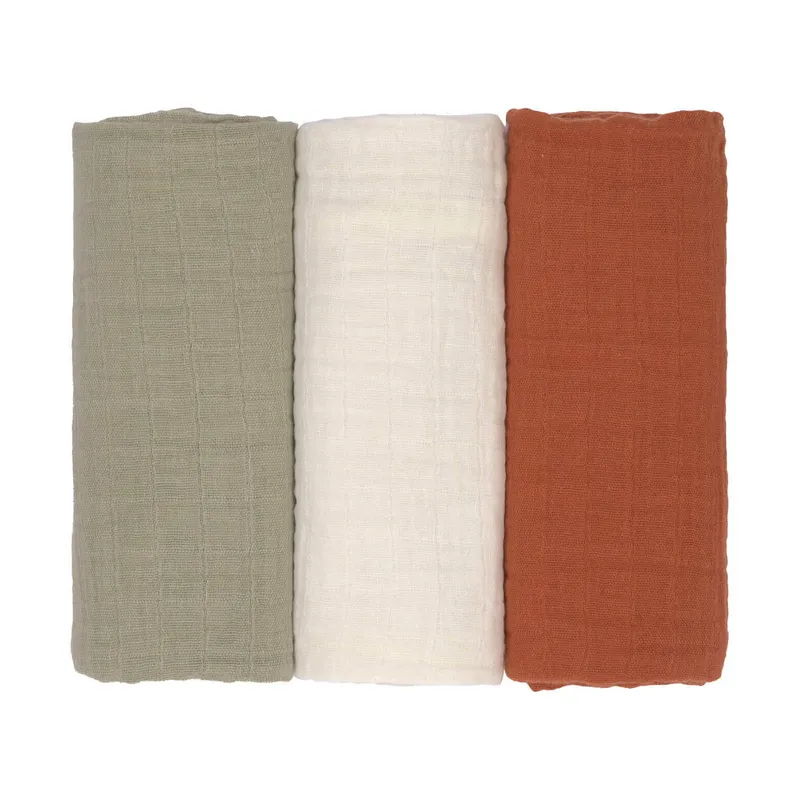 Lässig Swaddle Olive/Milky/Rust 3 Stuks