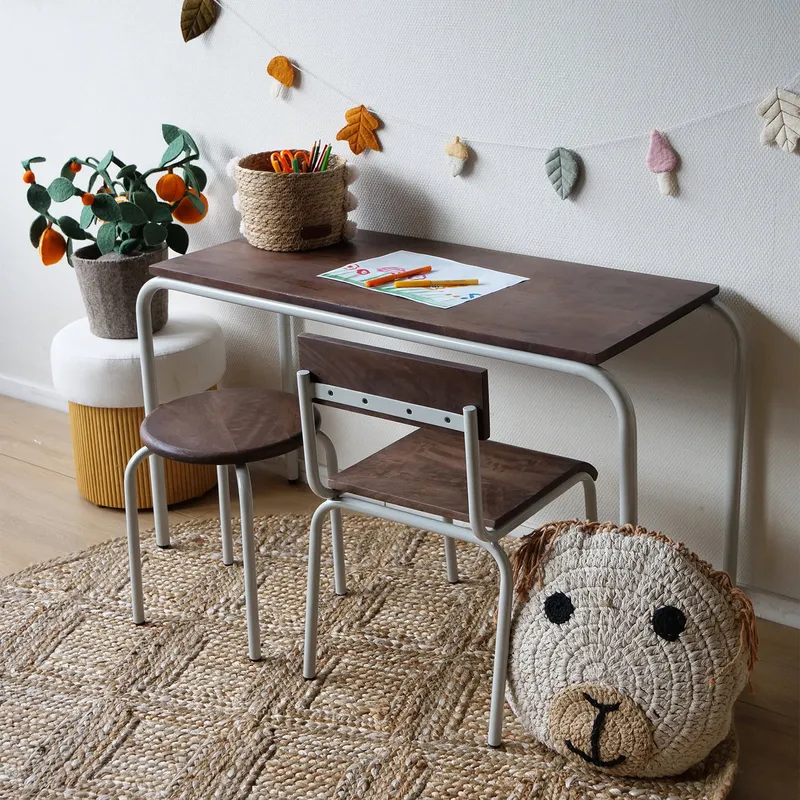 KidsDepot Krukjes - Circle Set Van 2 - Walnoot/Beige