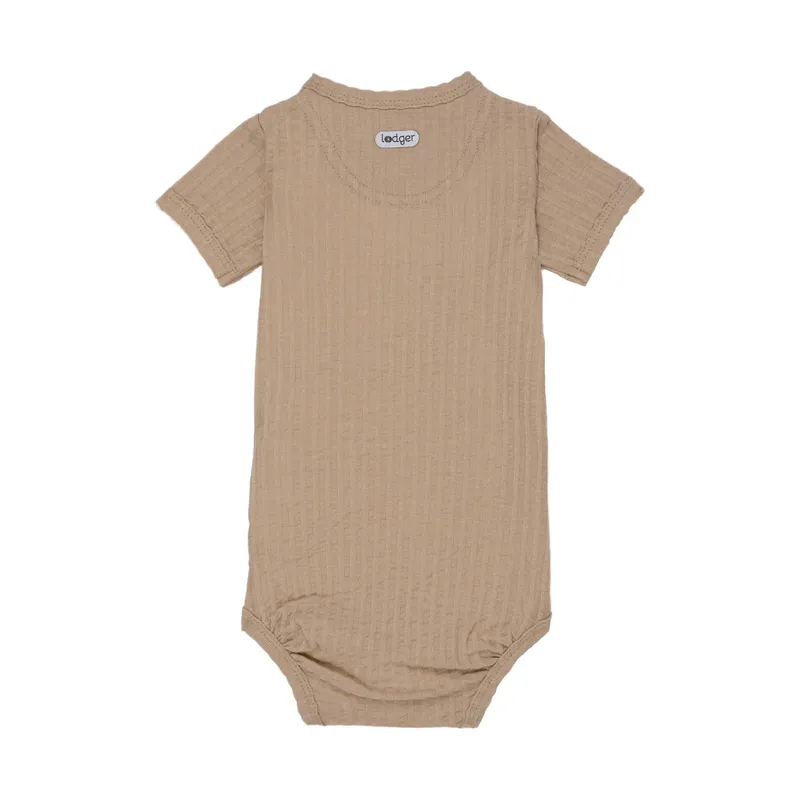 Lodger Seersucker Overslagromper - Korte Mouw - Beige