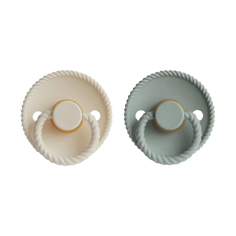 Frigg Rope Fopspeen - Rond - 2 Stuks - 0-6 Mnd - Cream/Sage