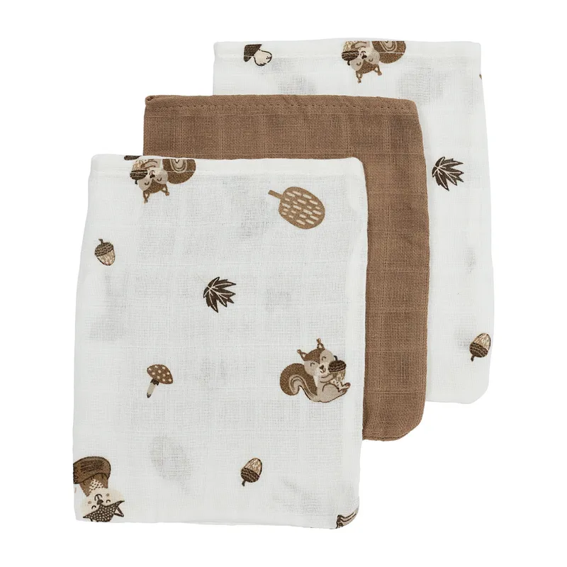 Meyco Forest Animals Washandjes - 3 Stuks - Toffee