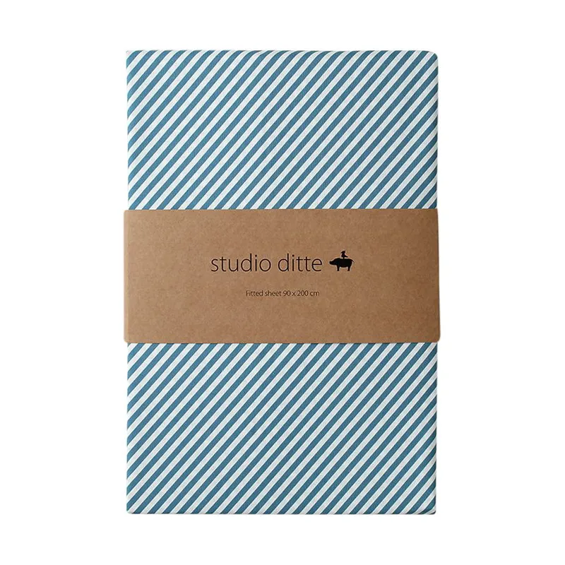 Studio Ditte Hoeslaken - 90 x 200 cm - Streepjes Denim