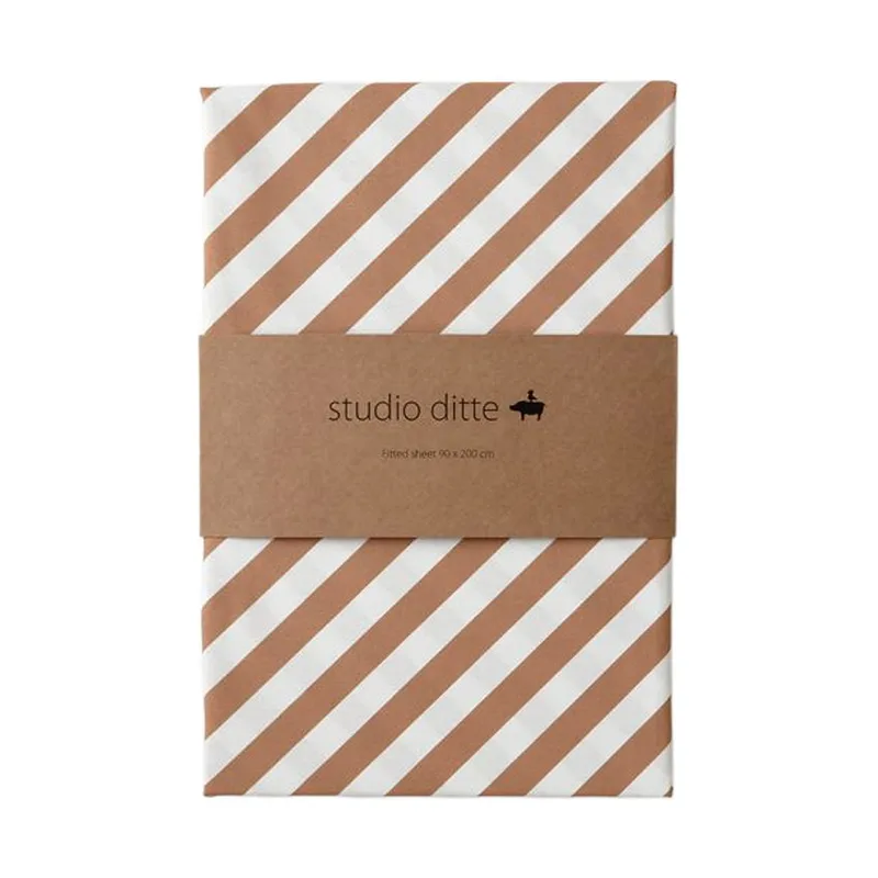 Studio Ditte Hoeslaken Strepen Karamel - 140x200 cm