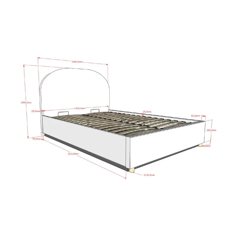 Vipack Moon Storage Bed - 140 x 200 cm