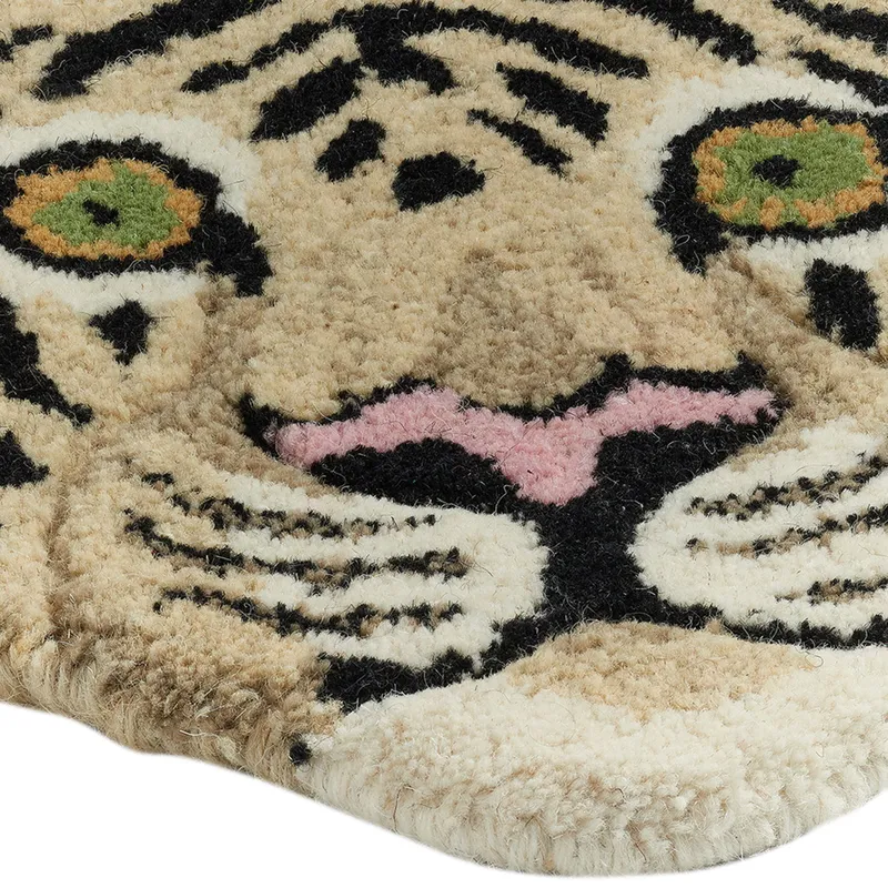 Doing Goods Wandkleed Dierenkop - Tapis Amis - Floral Witte Tijger