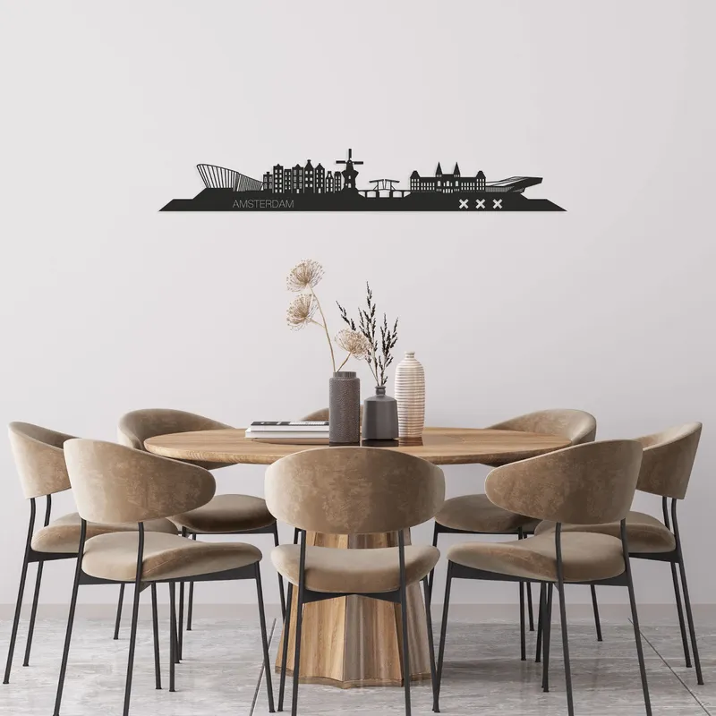 Casa Sentir Skyline Amsterdam Wanddecoratie - Small - Zwart