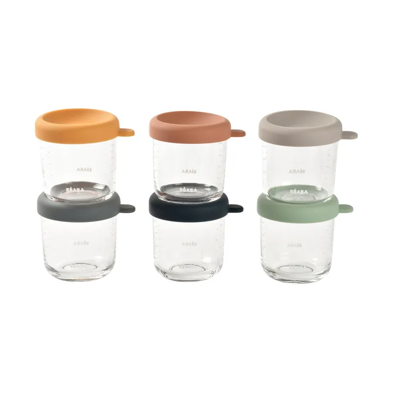 Beaba Glazen Bewaarpotje 250 ml - 6 Stuks - Color Mix