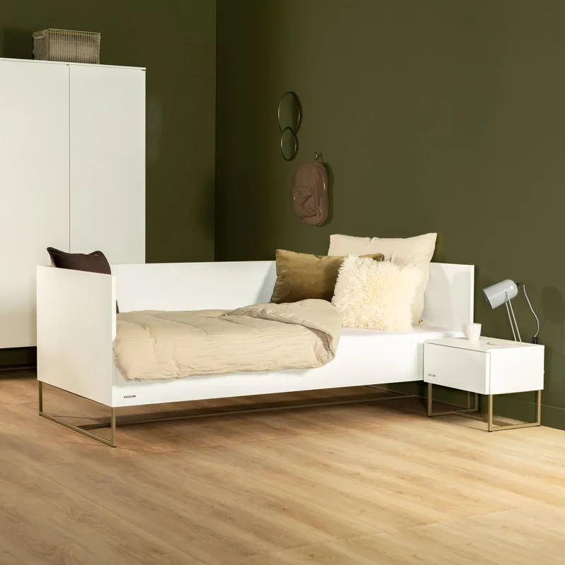 Kidsmill Intense II Bedbank 90 x 200 - Wit / Patinated Brass