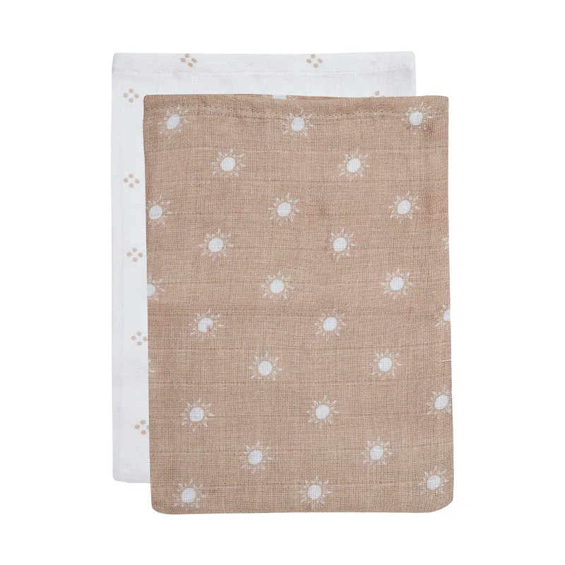 Jollein Pointelle / Sun Hydrofiel Washandje Biscuit 2 Stuks