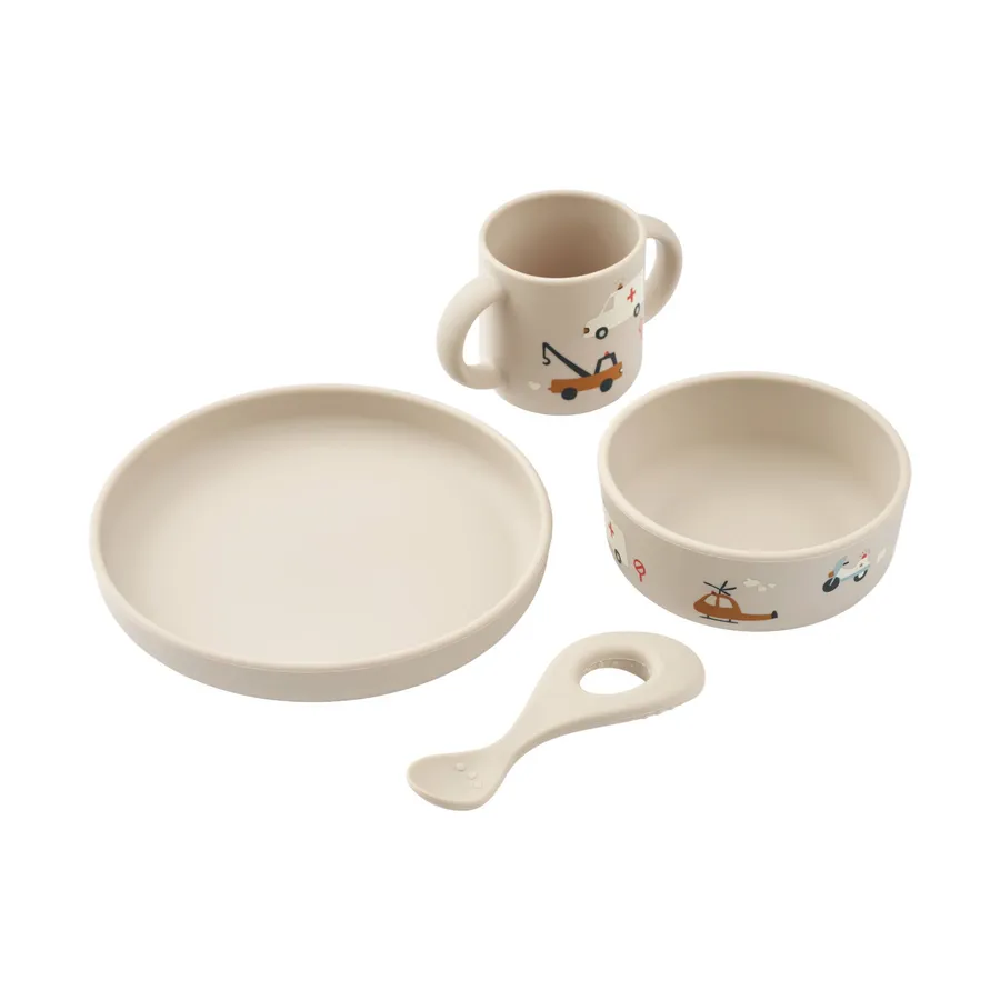 Liewood Vivi Printed Tableware Set - Emergency Vehicle / Sandy
