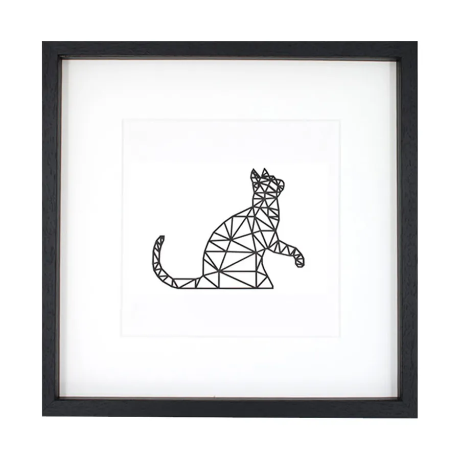 Casa Sentir Kat Schilderij - Medium - Zwart