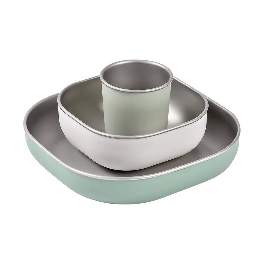 Beaba Eetset – Roestvrij staal – Sage Green