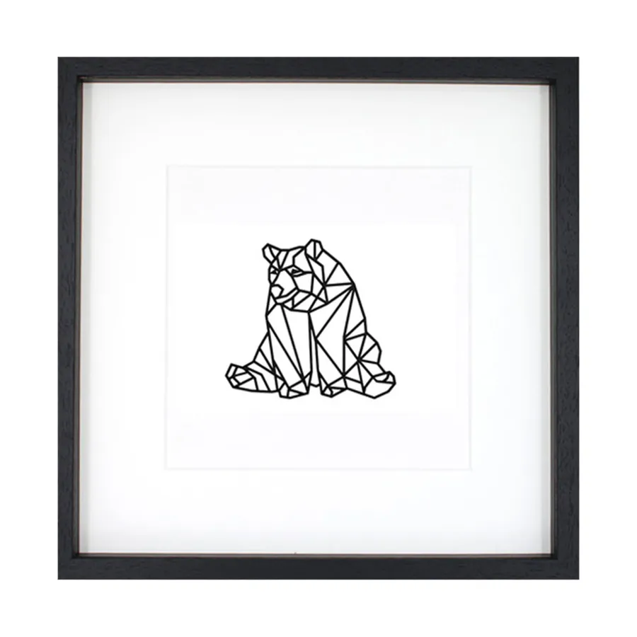 Casa Sentir Zittende Beer Schilderij - Medium - Zwart