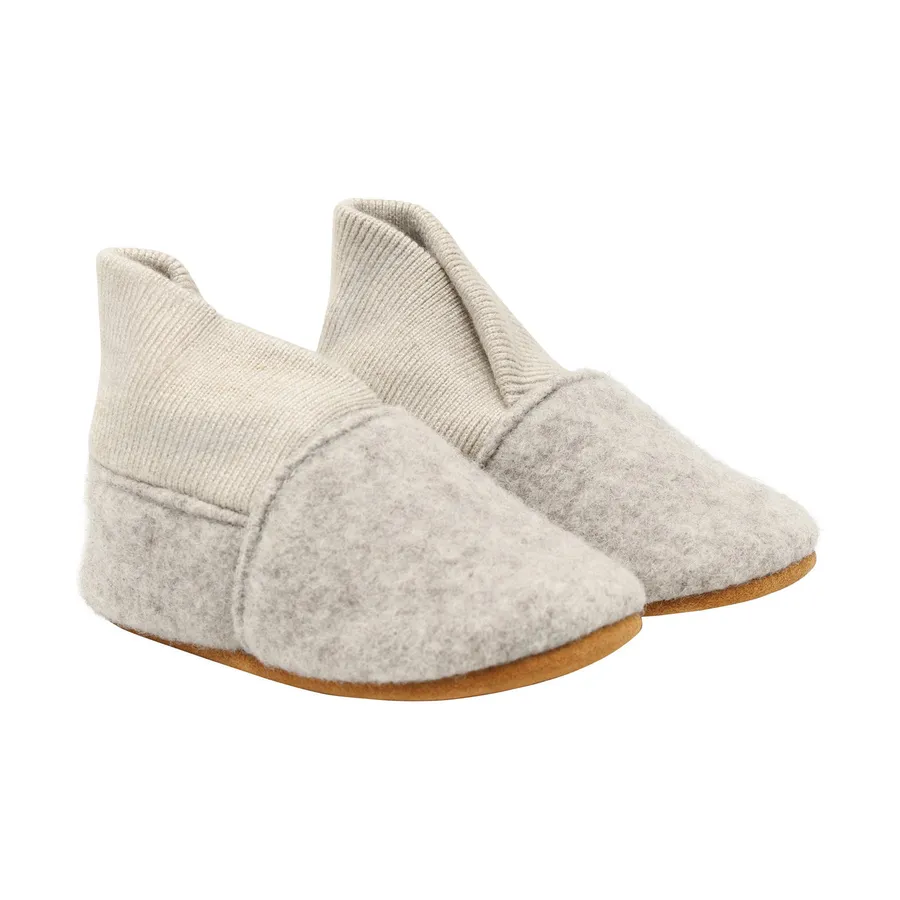 En Fant Wool Slippers Rib - Sand Melange