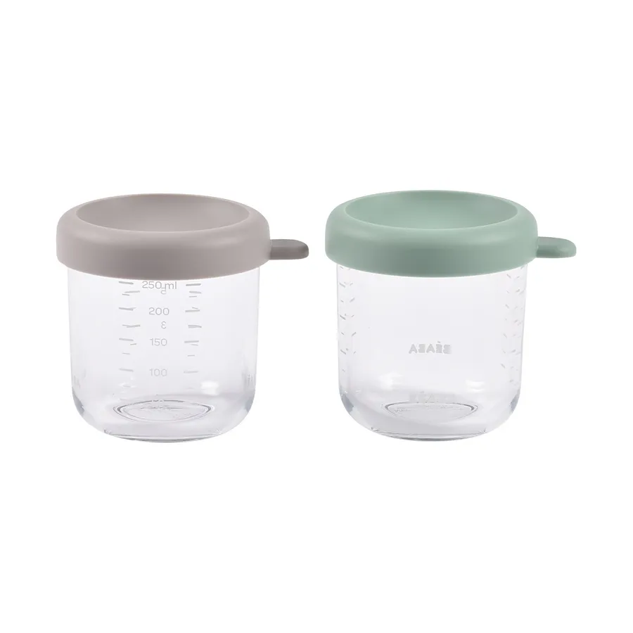 Beaba Glazen Bewaarpotje 250 ml – 2 Stuks – Groen